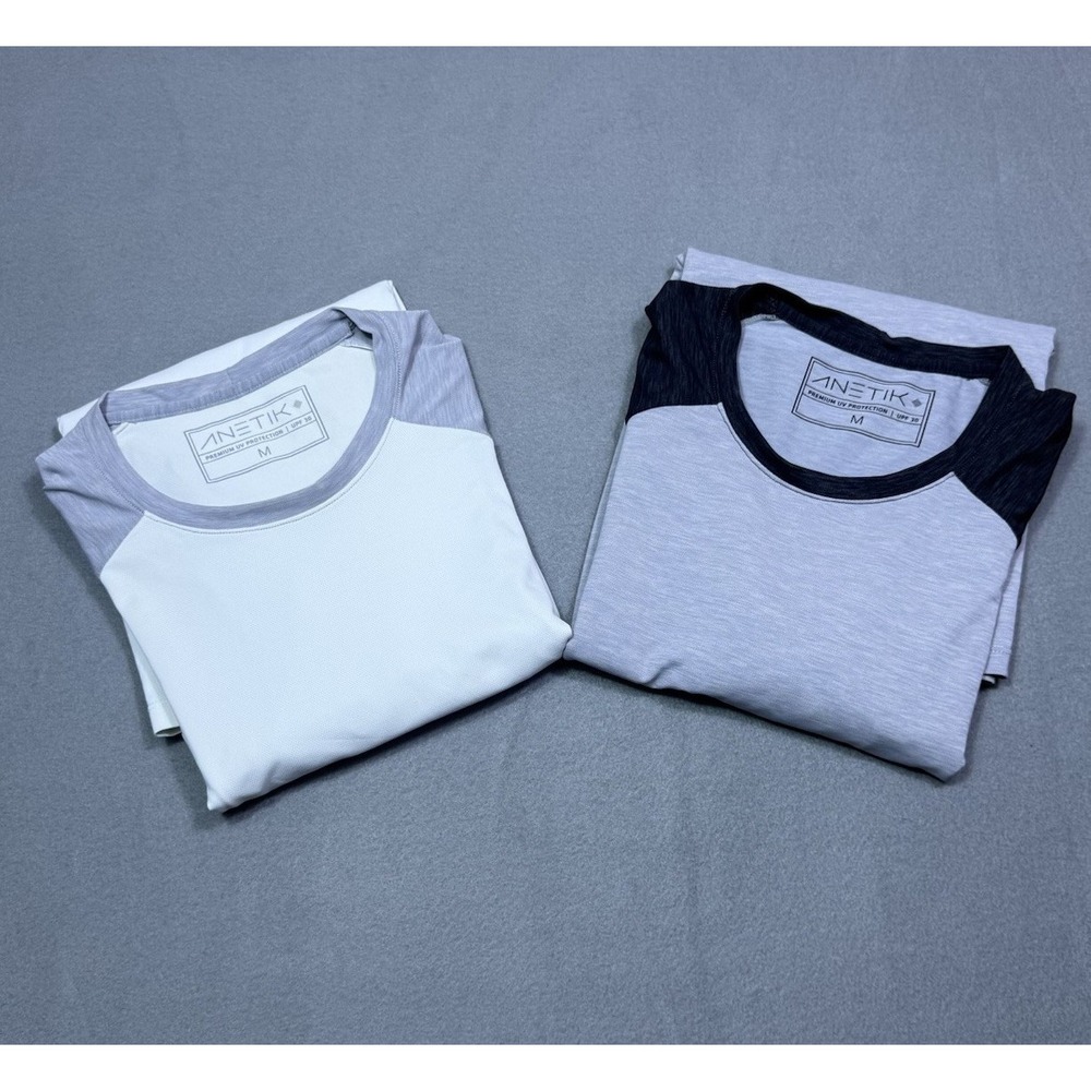 Lot Of 2 Anetik Performance Shirt Mens M UPF 30+ Long Sleeve Stretch Athletic